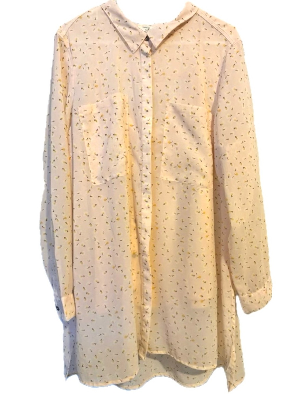 Caffe Marrakesh Sheer Peach Floral Button Down Blouse & Tank Set 3X